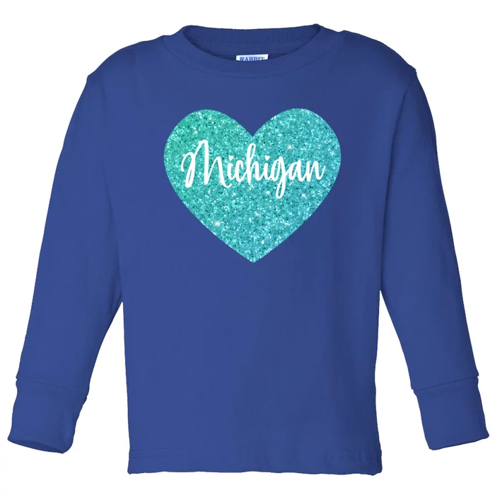 I Love Michigan Usa Heart Gift Toddler Long Sleeve Shirt