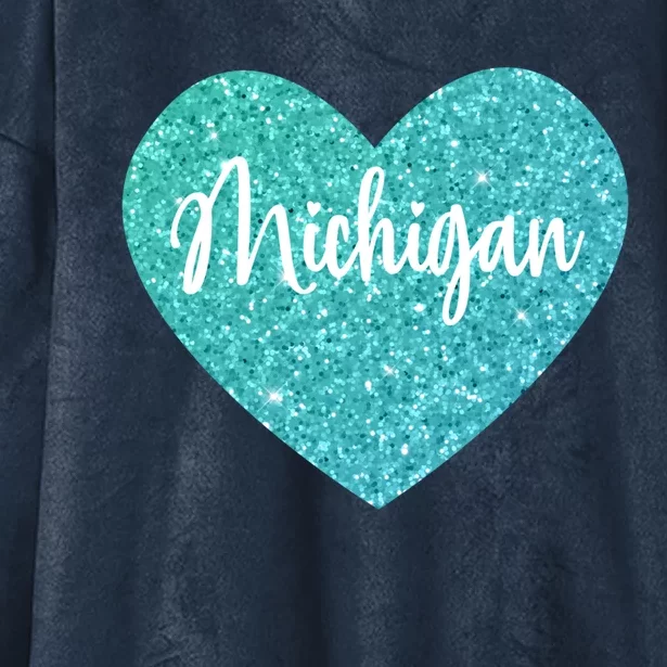 I Love Michigan Usa Heart Gift Hooded Wearable Blanket