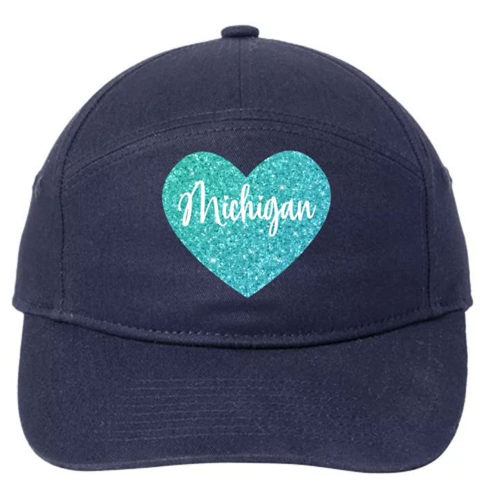 I Love Michigan Usa Heart Gift 7-Panel Snapback Hat