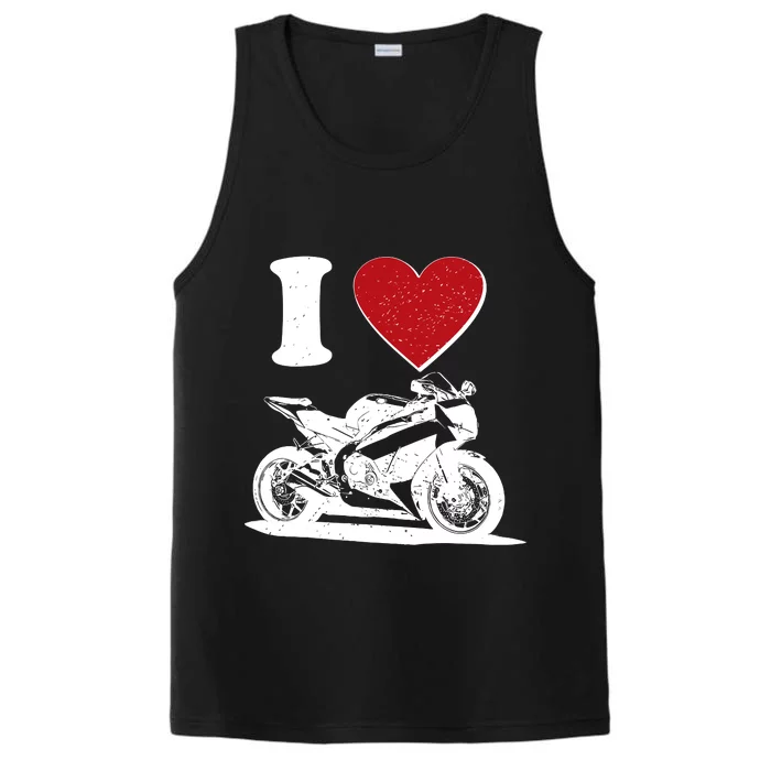 I Love Motorcycles Performance Tank