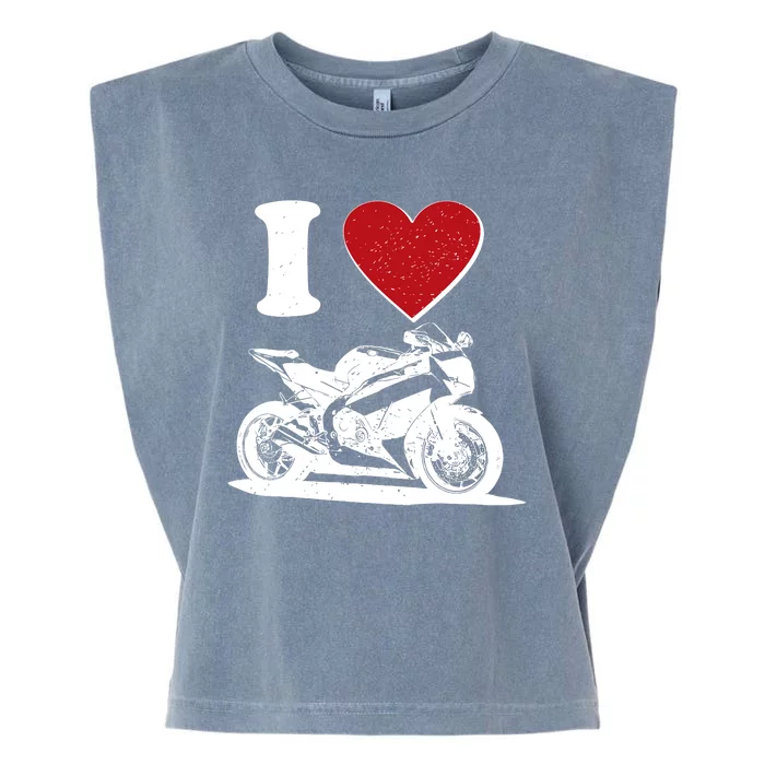 I Love Motorcycles Garment-Dyed Women's Muscle Tee