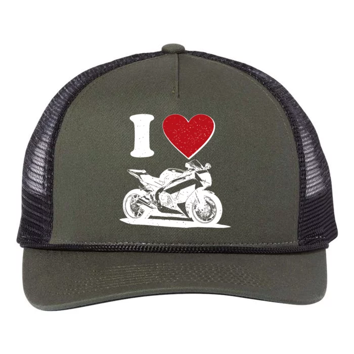 I Love Motorcycles Retro Rope Trucker Hat Cap