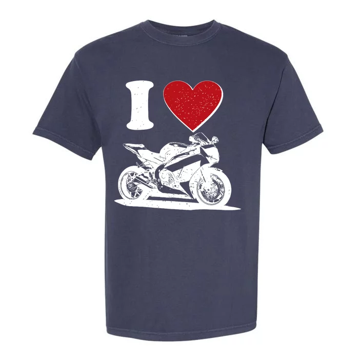 I Love Motorcycles Garment-Dyed Heavyweight T-Shirt