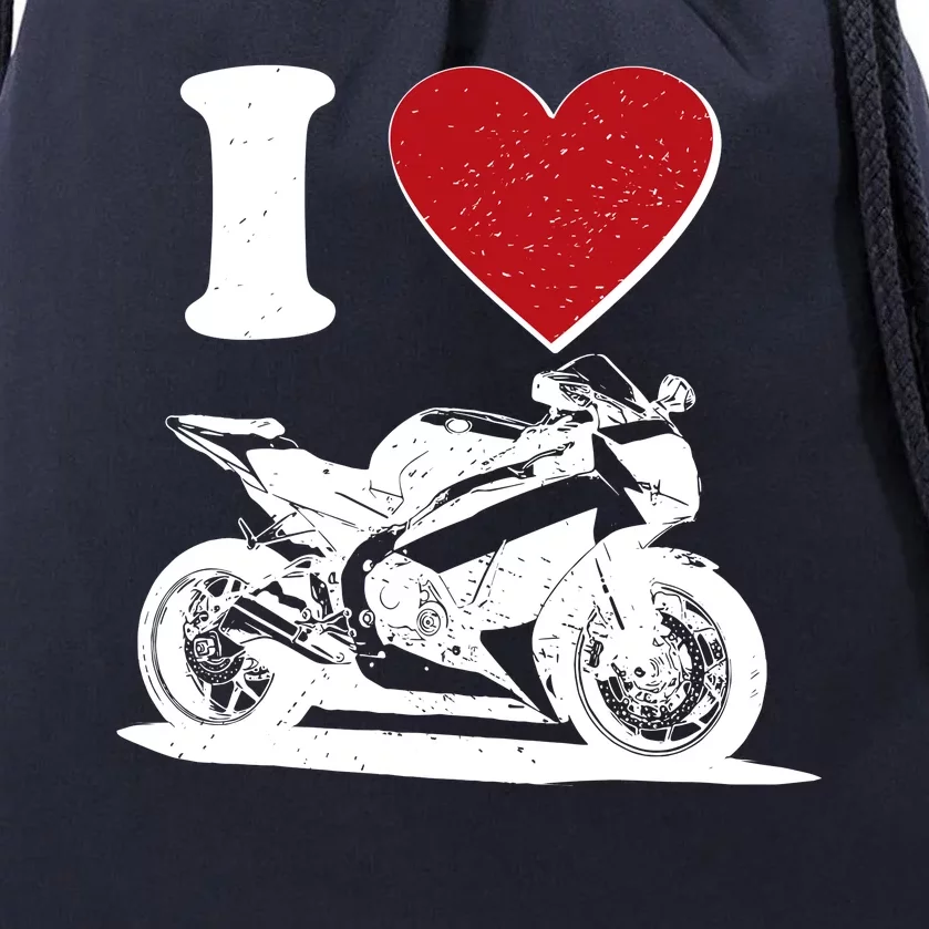 I Love Motorcycles Drawstring Bag