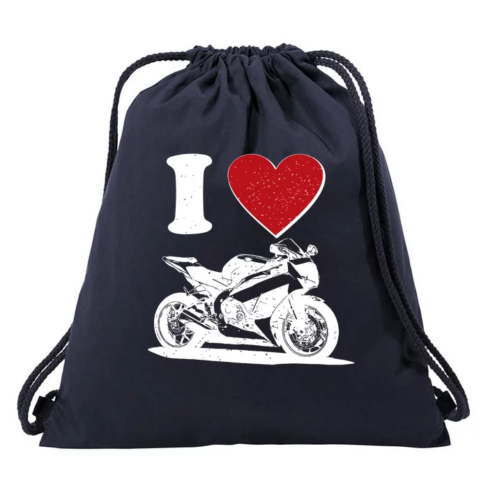 I Love Motorcycles Drawstring Bag