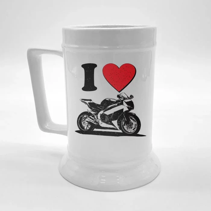 I Love Motorcycles Front & Back Beer Stein