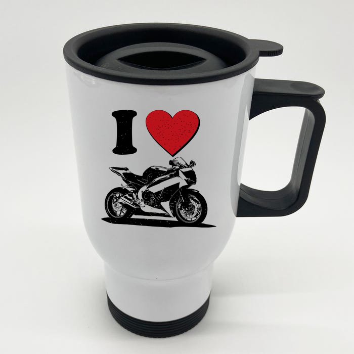 I Love Motorcycles Front & Back Stainless Steel Travel Mug