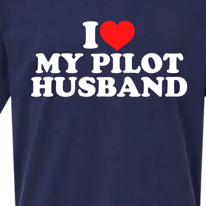 I Love My Pilot Husband Gift Sueded Cloud Jersey T-Shirt