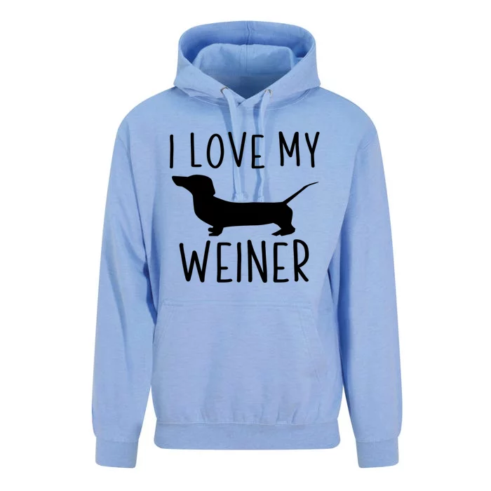 I Love My Weiner Gift For Dachshund Lovers Unisex Surf Hoodie