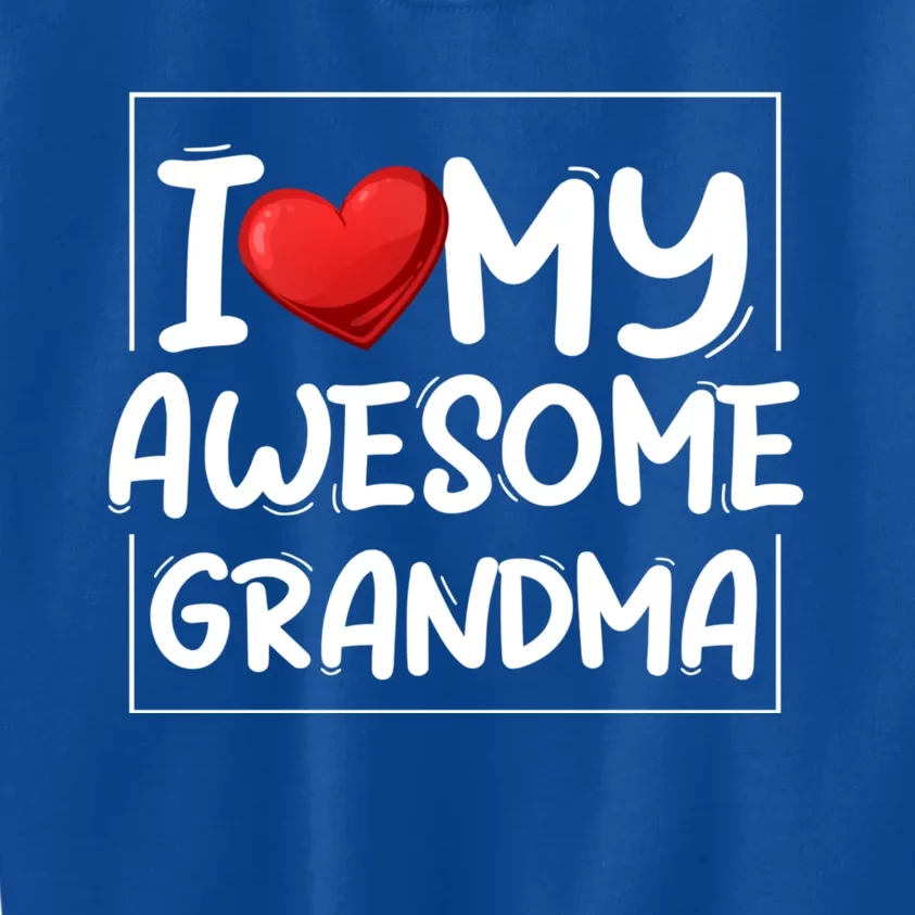 I Love My Awesome Grandma Valentines Day Matching Couple I Gift Kids Sweatshirt