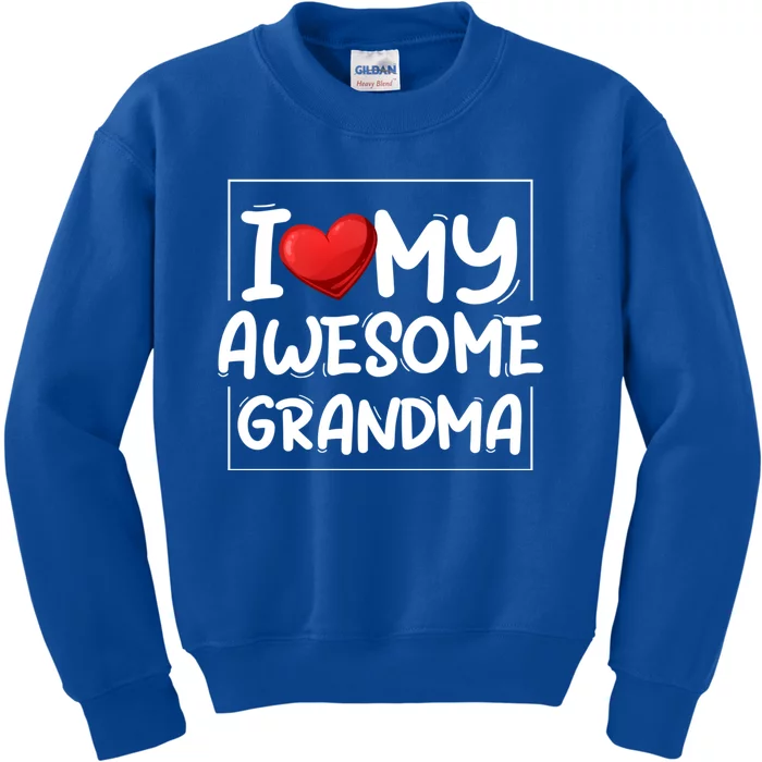 I Love My Awesome Grandma Valentines Day Matching Couple I Gift Kids Sweatshirt