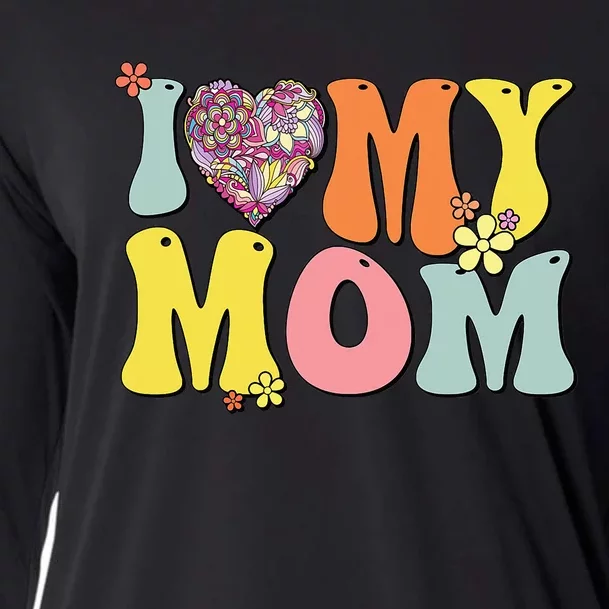 I Love My Mom I Heart My Mom Groovy Mother's day Cooling Performance Long Sleeve Crew