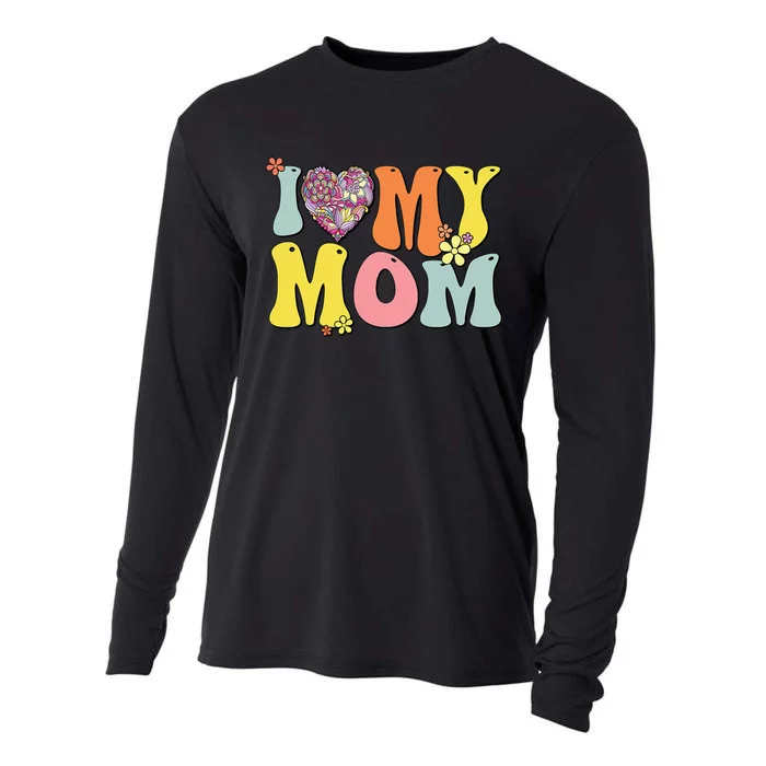 I Love My Mom I Heart My Mom Groovy Mother's day Cooling Performance Long Sleeve Crew