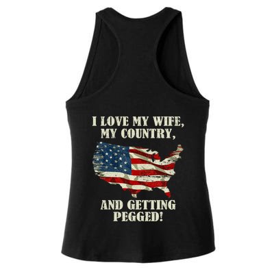 I LOVE MY WIFE MY COUNTRY AND GETTING PEGGED! Ladies PosiCharge Tri-Blend Wicking Tank