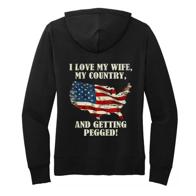 I LOVE MY WIFE MY COUNTRY AND GETTING PEGGED! Women's Pullover Hoodie