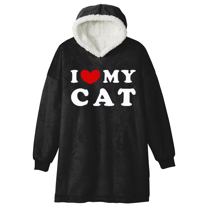 I Love My Cat Hooded Wearable Blanket