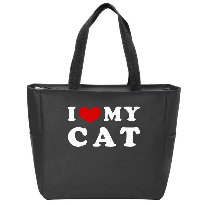 I Love My Cat Zip Tote Bag