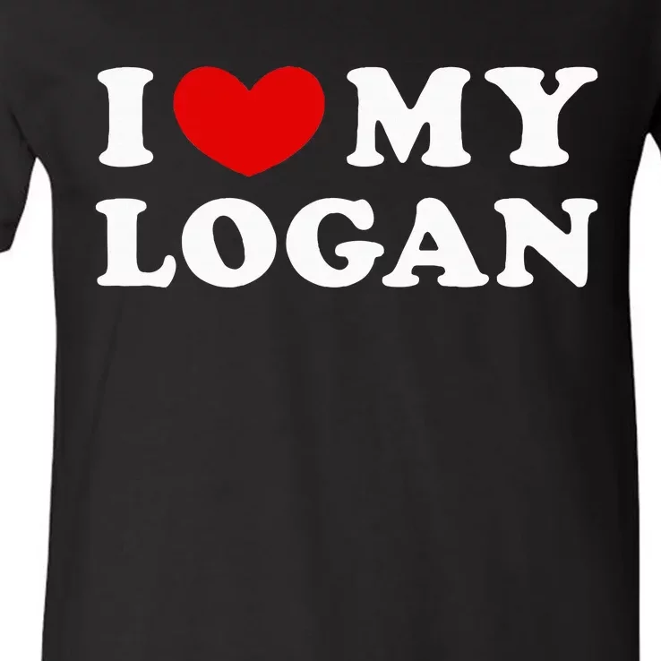 I Love My Logan V-Neck T-Shirt