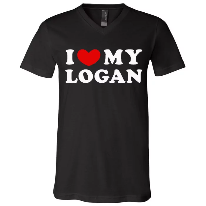 I Love My Logan V-Neck T-Shirt