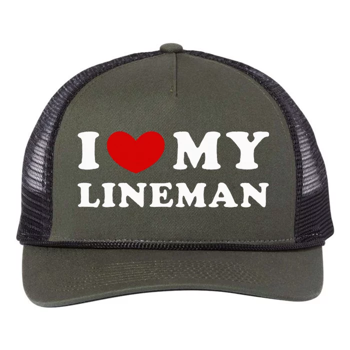 I Love My Lineman Retro Rope Trucker Hat Cap