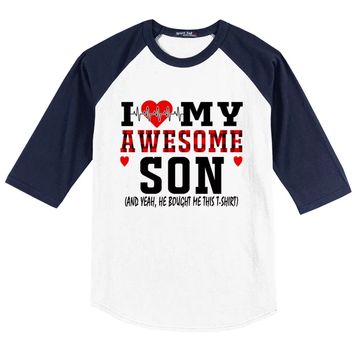 I Love My Awesome Son Is My Heartbeat Valentines Day Son Gift Baseball Sleeve Shirt