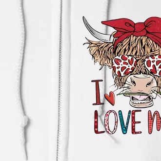 I Love Moo Funny Cow Farmer Farming With Flower Rose Valentine's Day Full Zip Hoodie