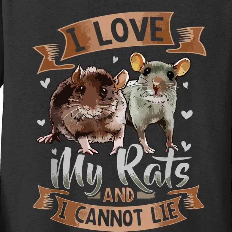 I Love My Rats I Cannot Lie Rat Mom Dad Heart Cute Rodent Kids Long Sleeve Shirt