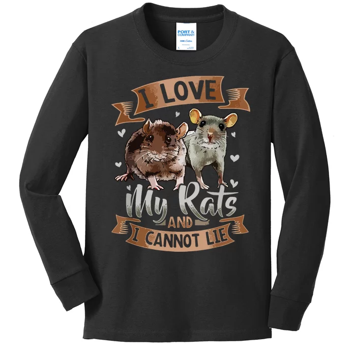 I Love My Rats I Cannot Lie Rat Mom Dad Heart Cute Rodent Kids Long Sleeve Shirt