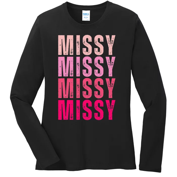 I Love Missy First Name Missy Vintage Ladies Long Sleeve Shirt