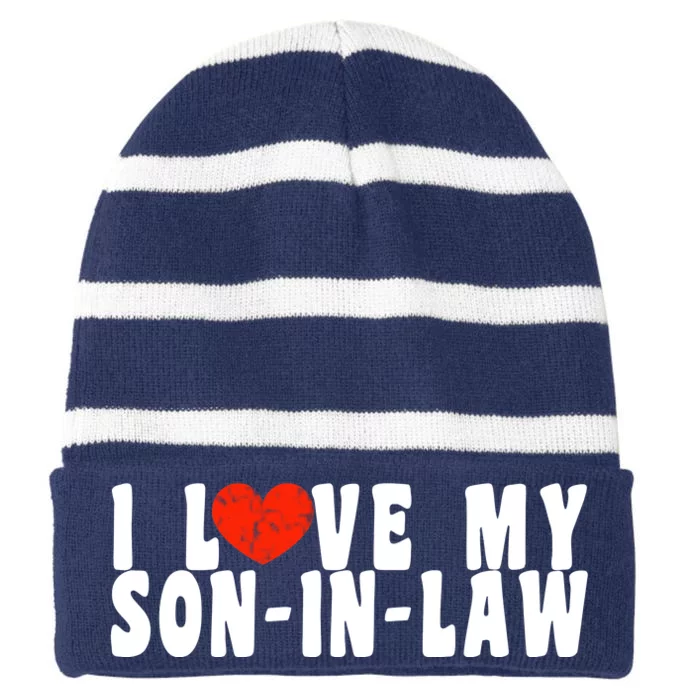 I Love My SonInLaw Striped Beanie with Solid Band