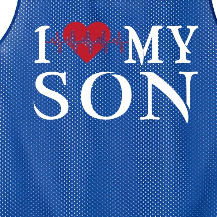 I Love My Son Is My Heartbeat For Valentines Day Christmas Cute Gift Mesh Reversible Basketball Jersey Tank