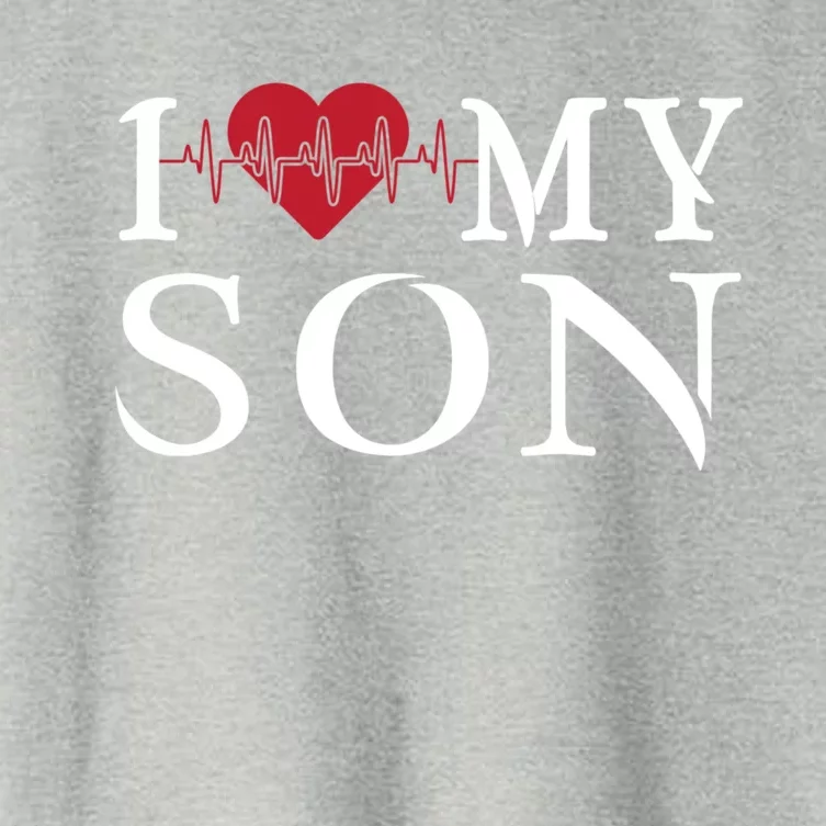 I Love My Son Is My Heartbeat For Valentines Day Christmas Cute Gift Women's Crop Top Tee