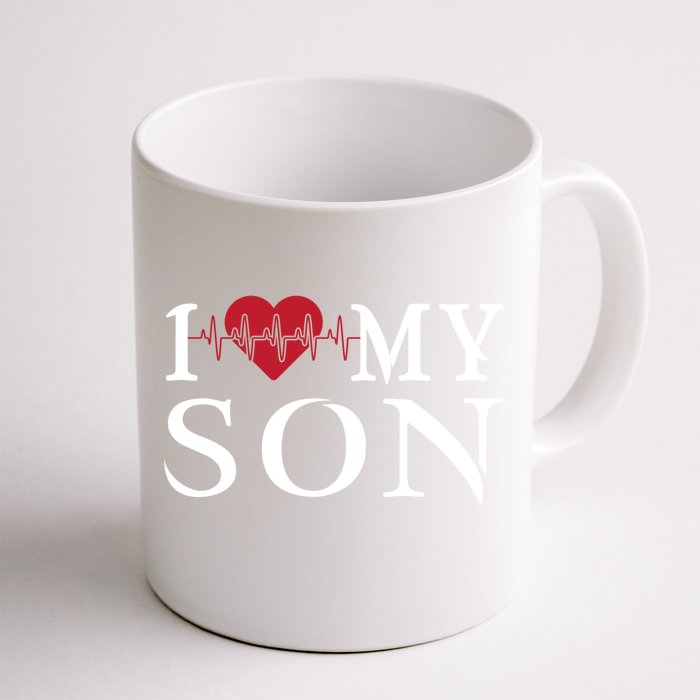 I Love My Son Is My Heartbeat For Valentines Day Christmas Cute Gift Front & Back Coffee Mug