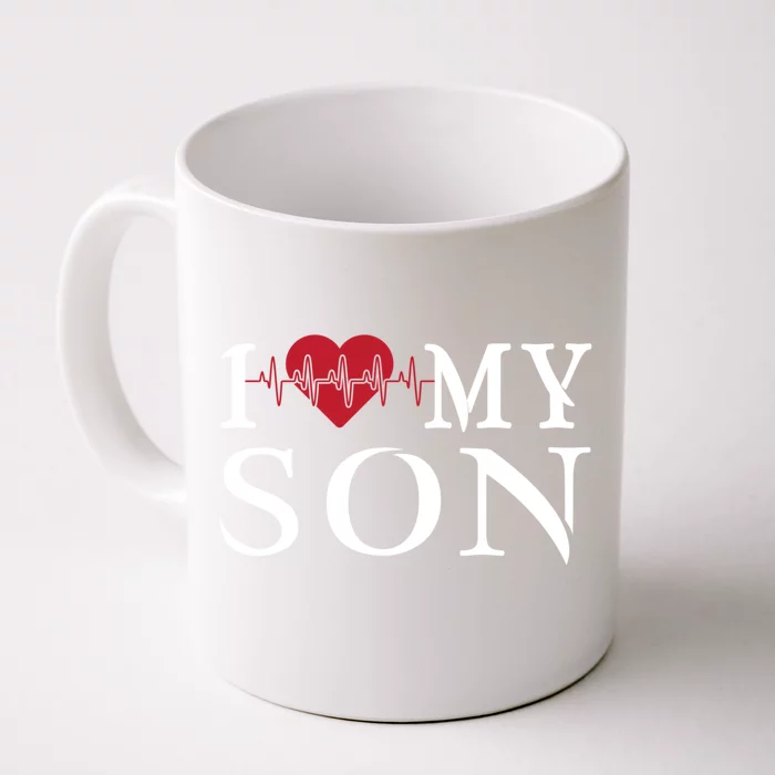 I Love My Son Is My Heartbeat For Valentines Day Christmas Cute Gift Front & Back Coffee Mug