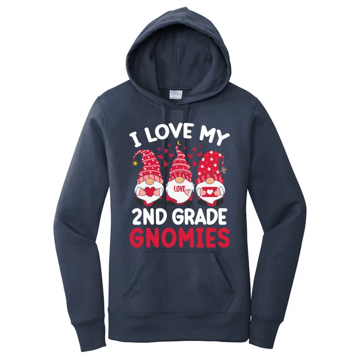 I Love My 2nd Grade Gnomies Valentines Day Teacher Gnome Gift Women's Pullover Hoodie