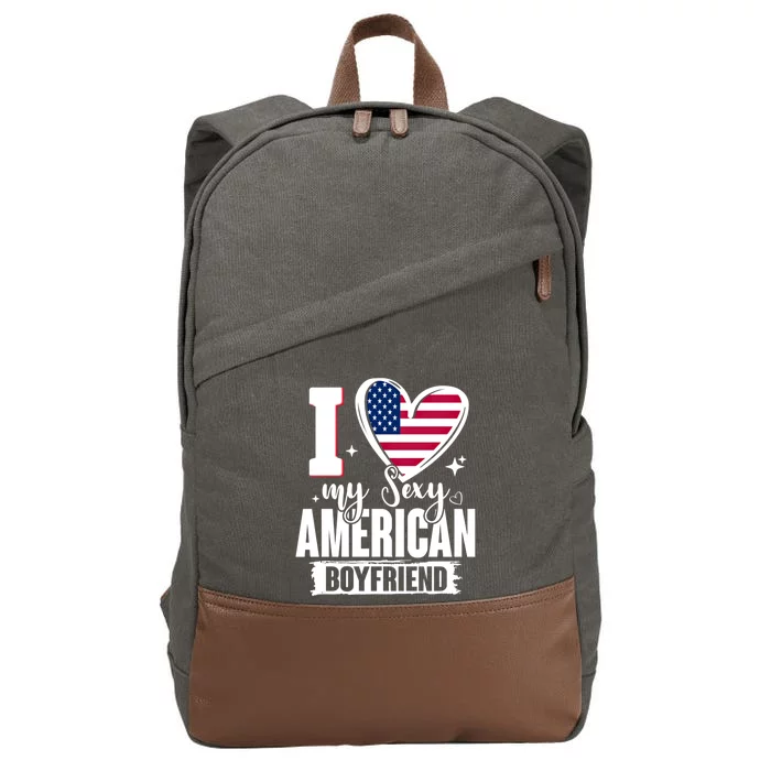 I Love My Sexy American Friend Cute Usa Flag Heart Gift Cotton Canvas Backpack