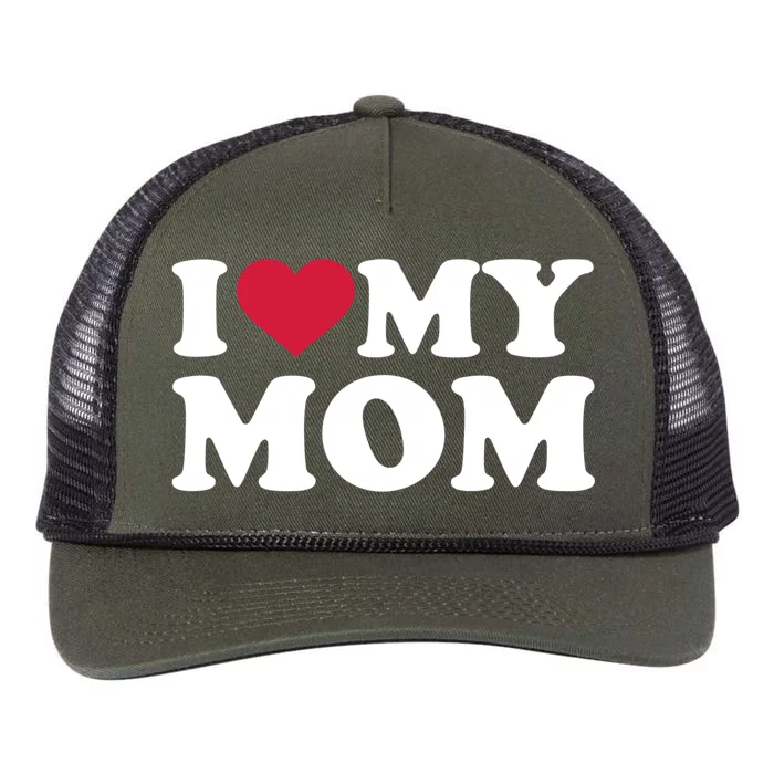 I Love My Mom Gift Retro Rope Trucker Hat Cap