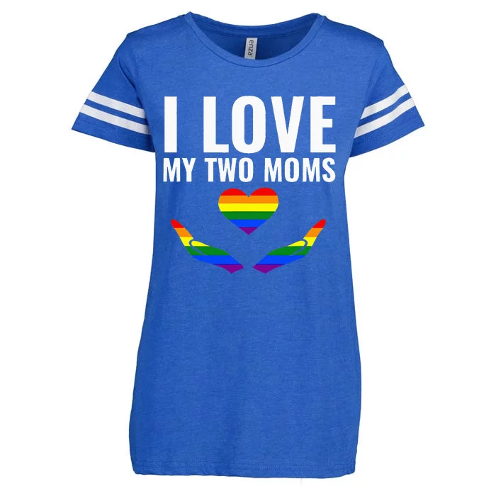 I Love My Two Moms Lesbian LGBT Pride Gifts Enza Ladies Jersey Football T-Shirt