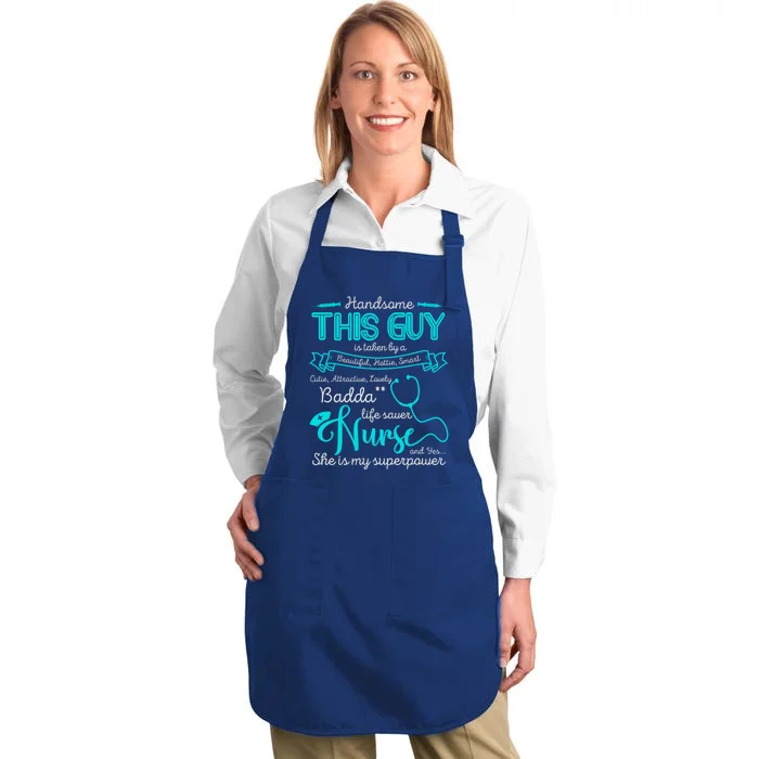 I Love My Nurse Proud Nurses Husband Gift Full-Length Apron With Pocket