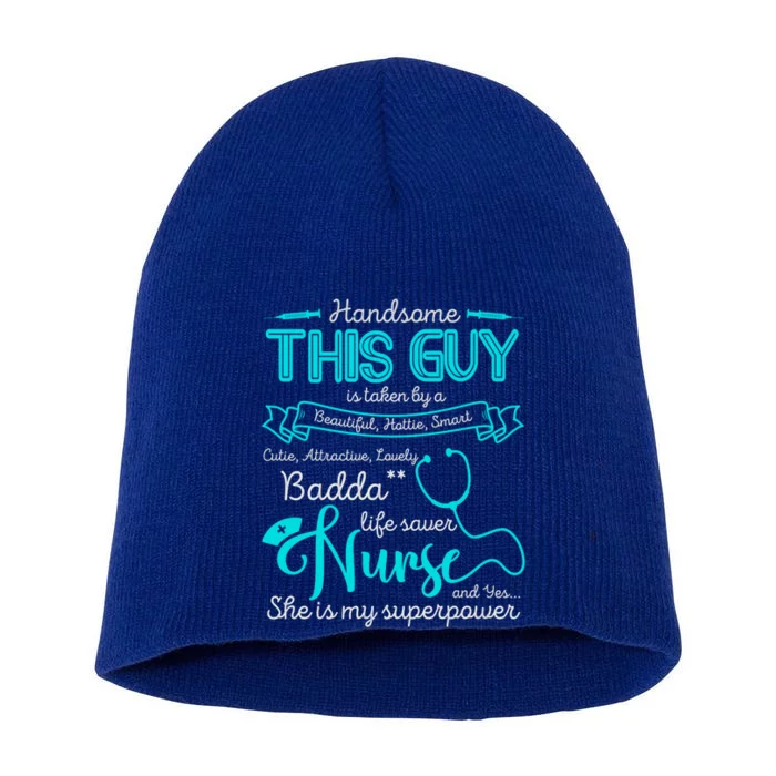 I Love My Nurse Proud Nurses Husband Gift Short Acrylic Beanie