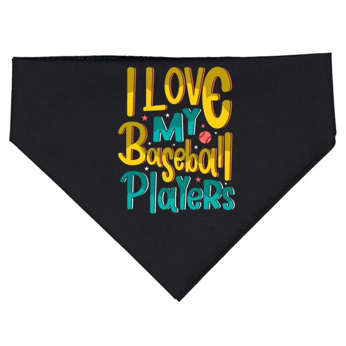 I Love My Baseball Players Gift For Baseball Fan USA-Made Doggie Bandana