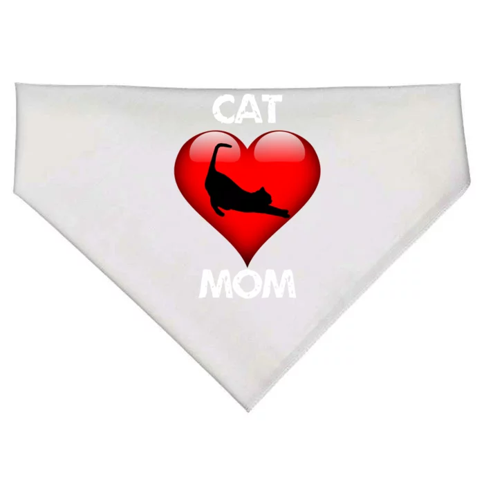 I Love My Cat Cat Mom Gift USA-Made Doggie Bandana