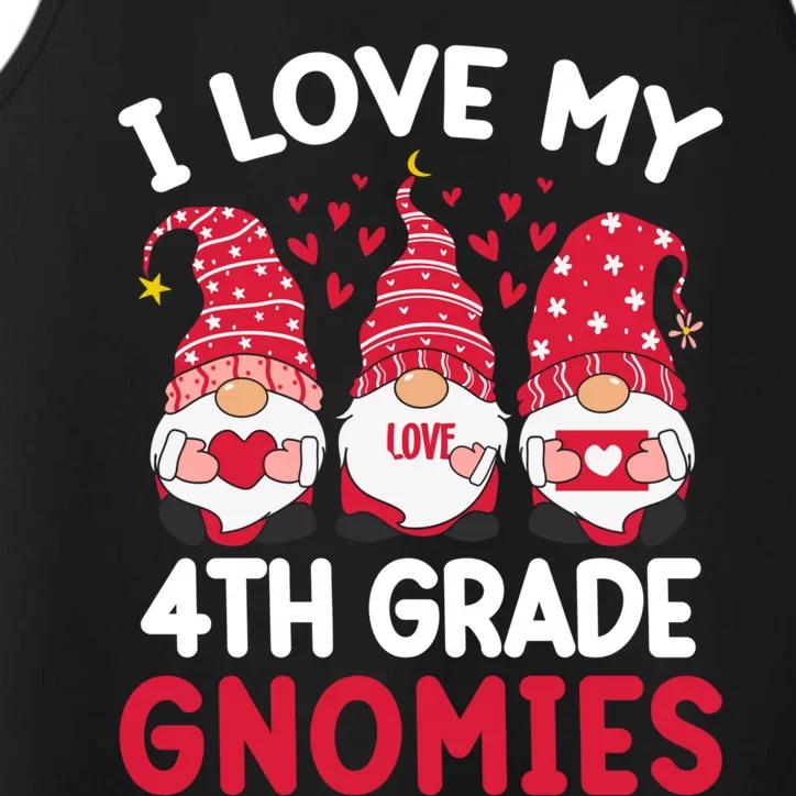 I Love My 4th Grade Gnomies Valentines Day Teacher Gnome Gift Performance Tank