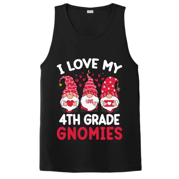 I Love My 4th Grade Gnomies Valentines Day Teacher Gnome Gift Performance Tank