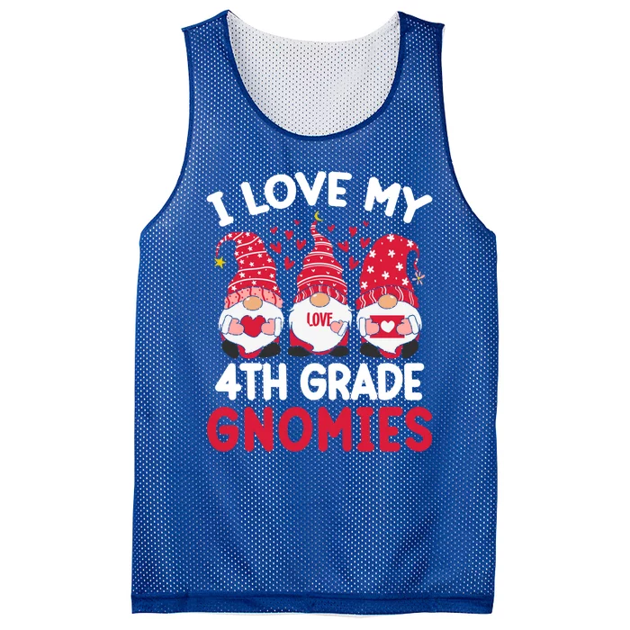 I Love My 4th Grade Gnomies Valentines Day Teacher Gnome Gift Mesh Reversible Basketball Jersey Tank