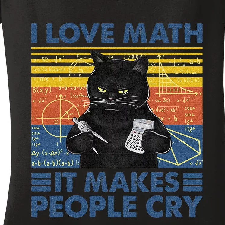 I Love Math It Makes People Cry Math Teacher Humor Women's V-Neck T-Shirt