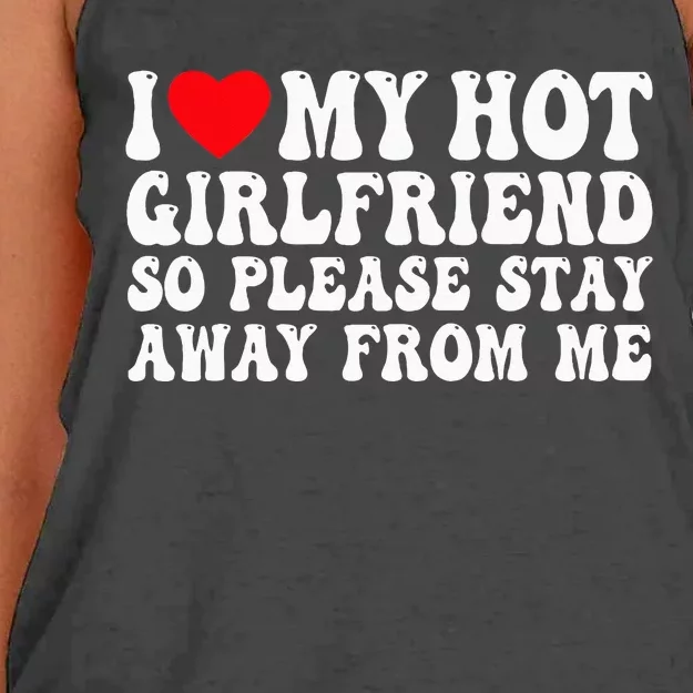 I Love My Girlfriend I Love My Girlfriend Please Stay Away Women's Knotted Racerback Tank