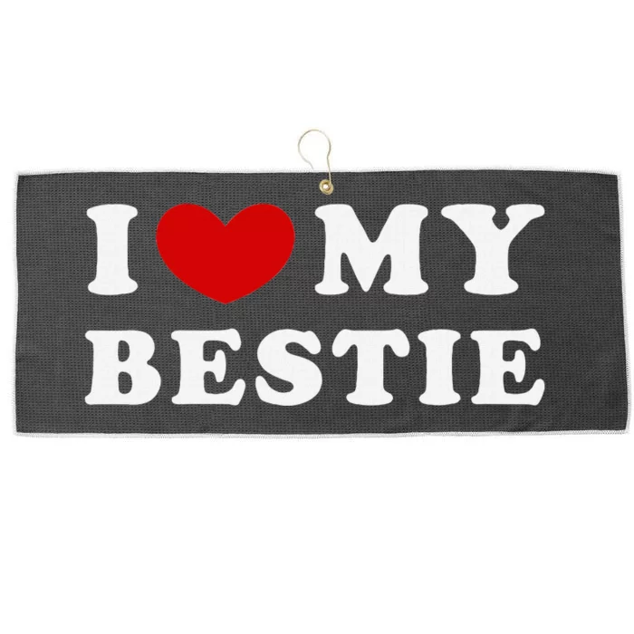 I Love My Bestie I Heart My Bestie Large Microfiber Waffle Golf Towel