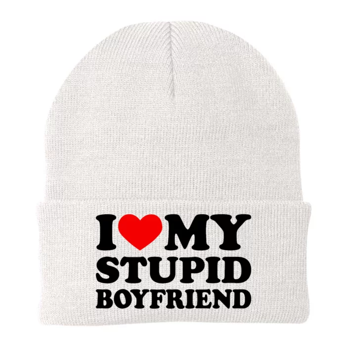 I Love My Stupid Boyfriend I Heart My Stupid Bf Valentine Knit Cap Winter Beanie