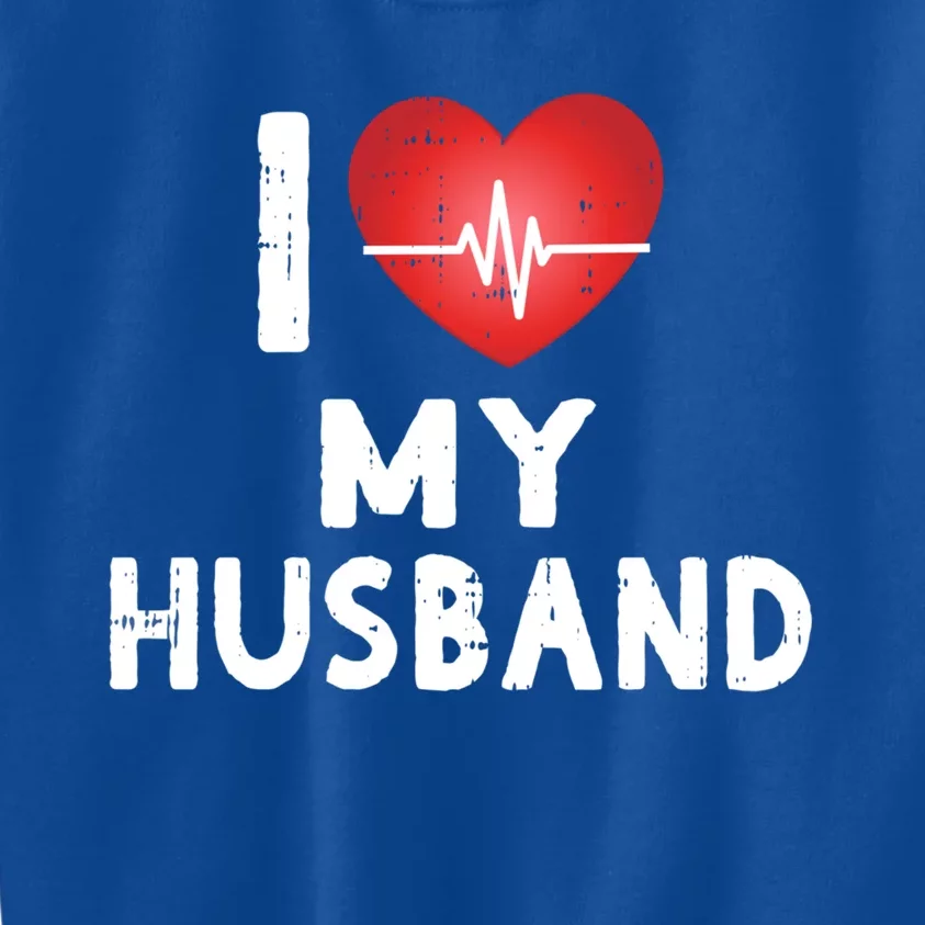 I Love My Husband Heartbeat Matching Family Valentine's Day Great Gift Kids Sweatshirt